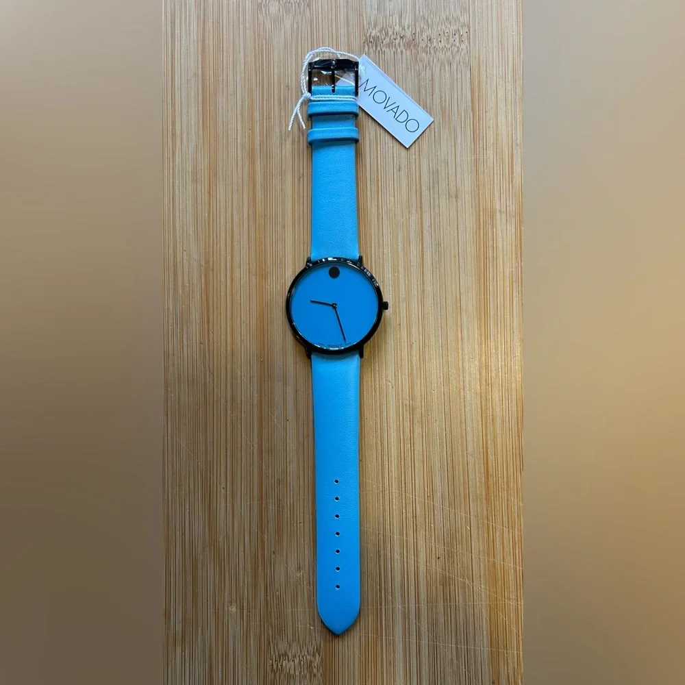Movado Modern 47 Watch With 40mm Blue Face & Blue Leather Band